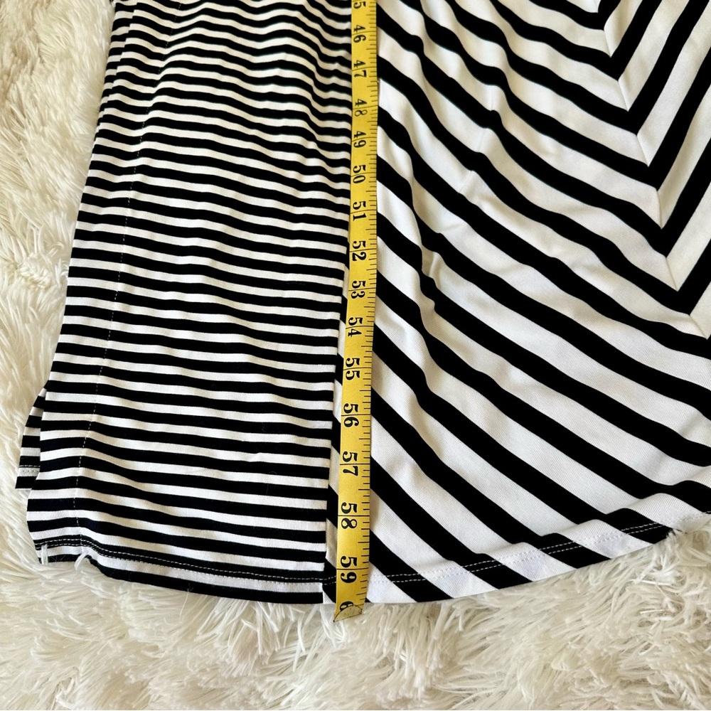 Soma Black White Striped Maxi Dress Built In Bra Racerback Side Slit XL NWT - Picture 3 of 10